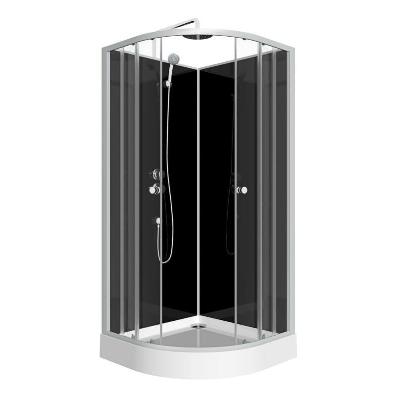 Cabina doccia a quarto di cerchio Altezza regolabile L90 x l90 x H213/232  cm Cromo Nero - POZALI