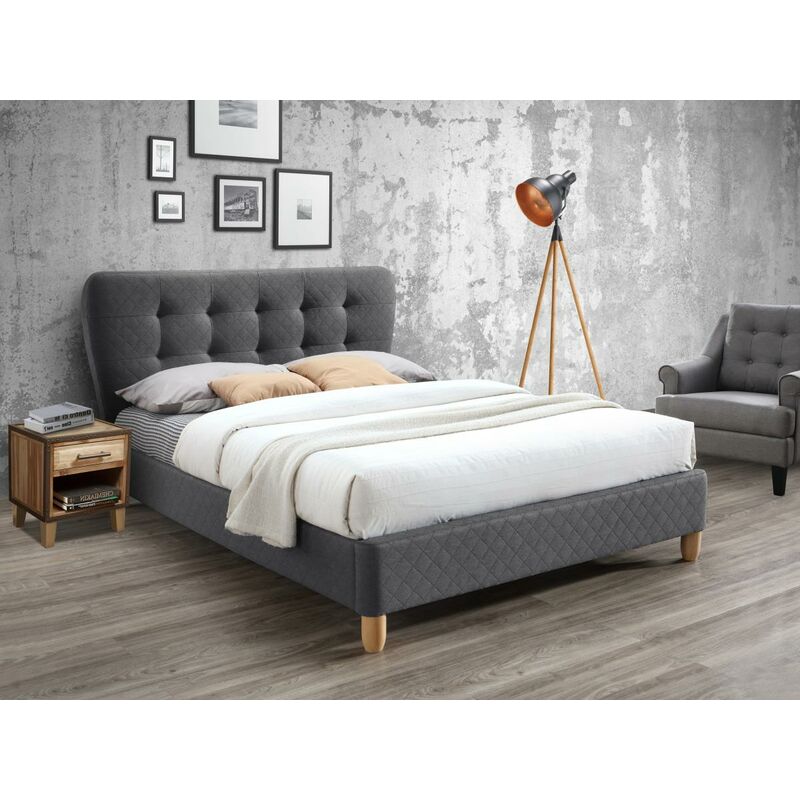 Letto 140 Mestre Gihome ® tessuto grigio francese moderno