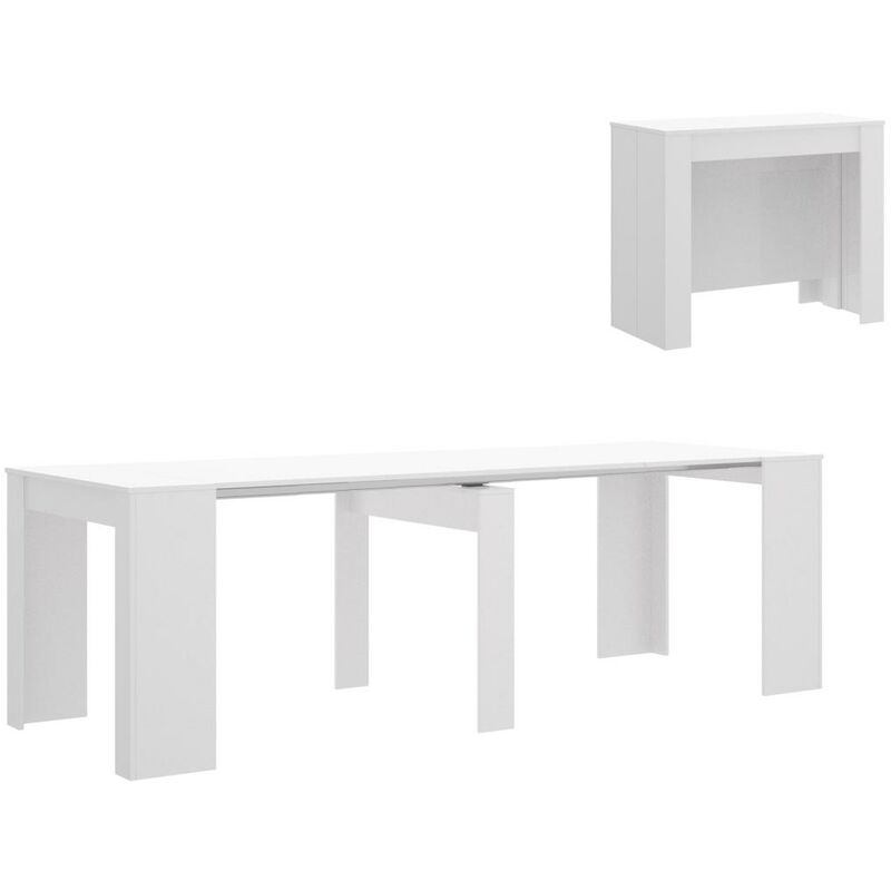 Console tavolo allungabile 10 coperti 4 prolunghe - colore Bianco - ONEGA