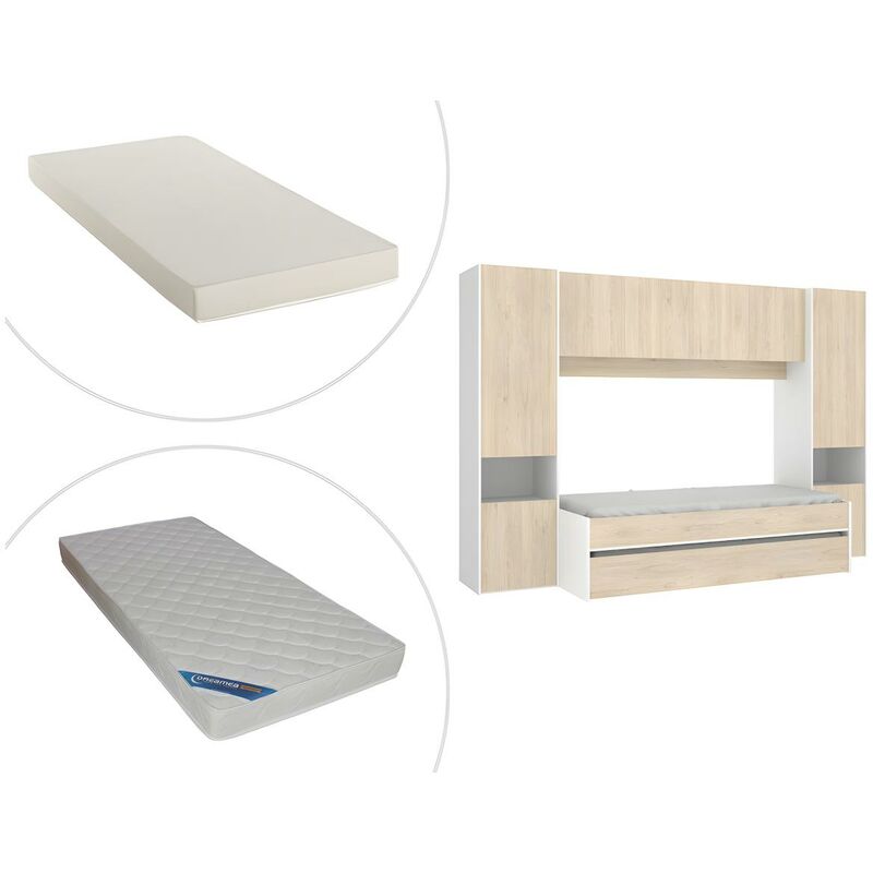 Letto a scomparsa a capanna 2 x 90 x 190 cm in Legno di abete bianco HURRA