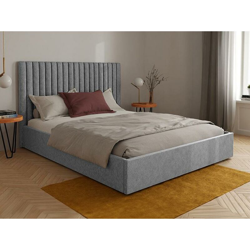 Letto contenitore 160x200 cm in tessuto grigio CESIRA