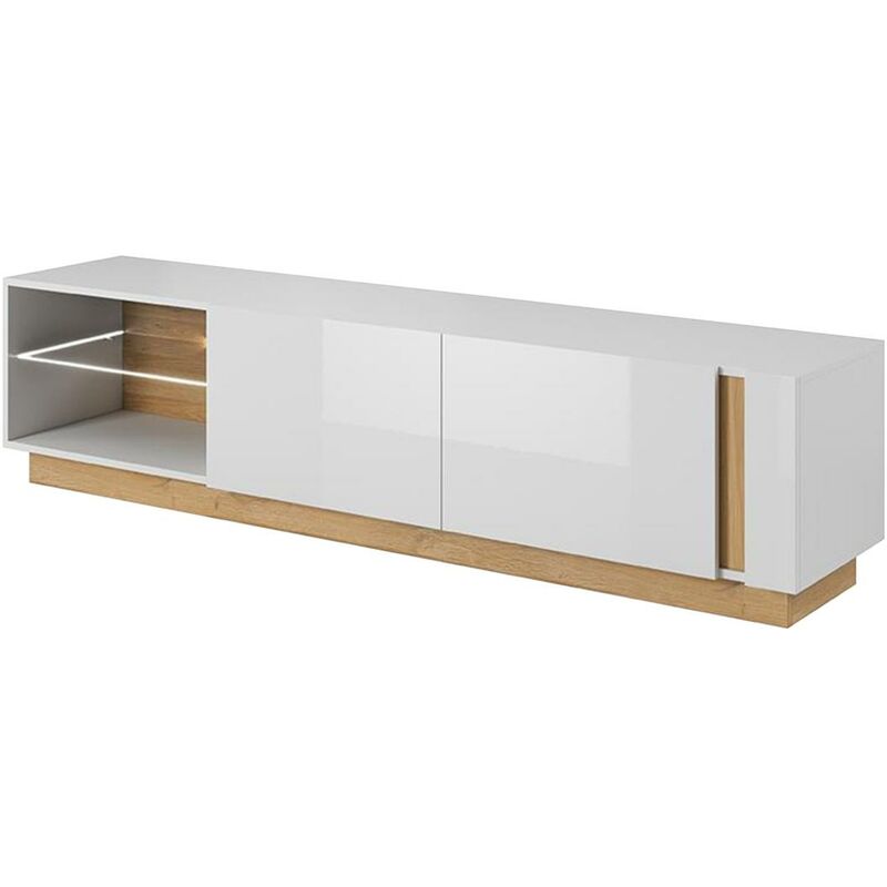 Mobile tv 2 porte e 2 nicchie color rovere/bianco, 140 cm