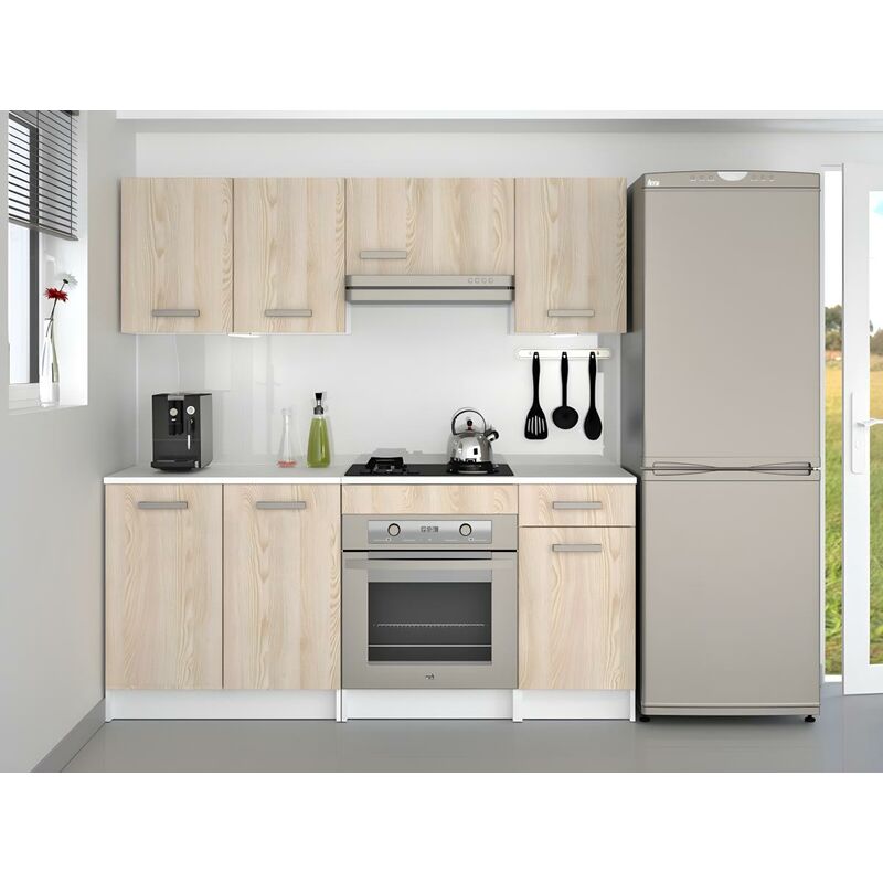 Cucina completa ad angolo 9 elementi portaoggetti 356 cm Bianco TRATTORIA