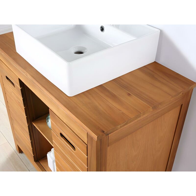 Amalfi mobile bagno a terra 60 lavabo in porcellana rovere eternity