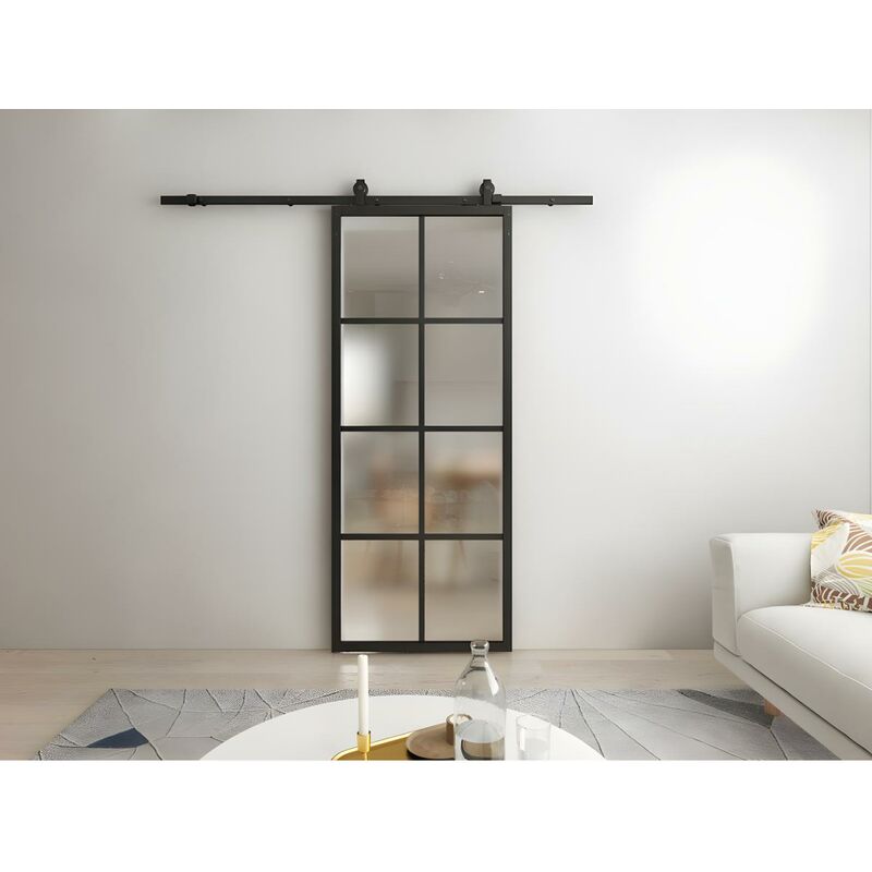 Porta scorrevole esterno muro H205 cm x L83 cm in Alluminio e vetro  temperato - WILDEN