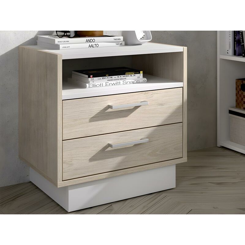 Comodino Circolare di Design Laccato Bianco con Cassetto