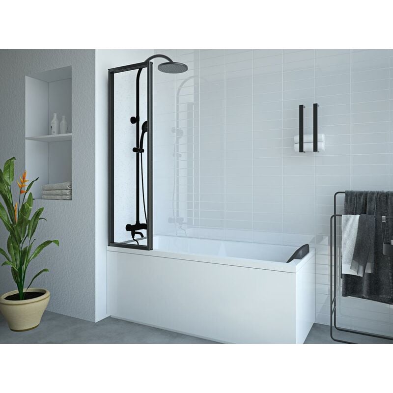 Parete per vasca da bagno pieghevole 120 x 140 cm in Metallo Nero opaco  Stile atelier - DISTRICT