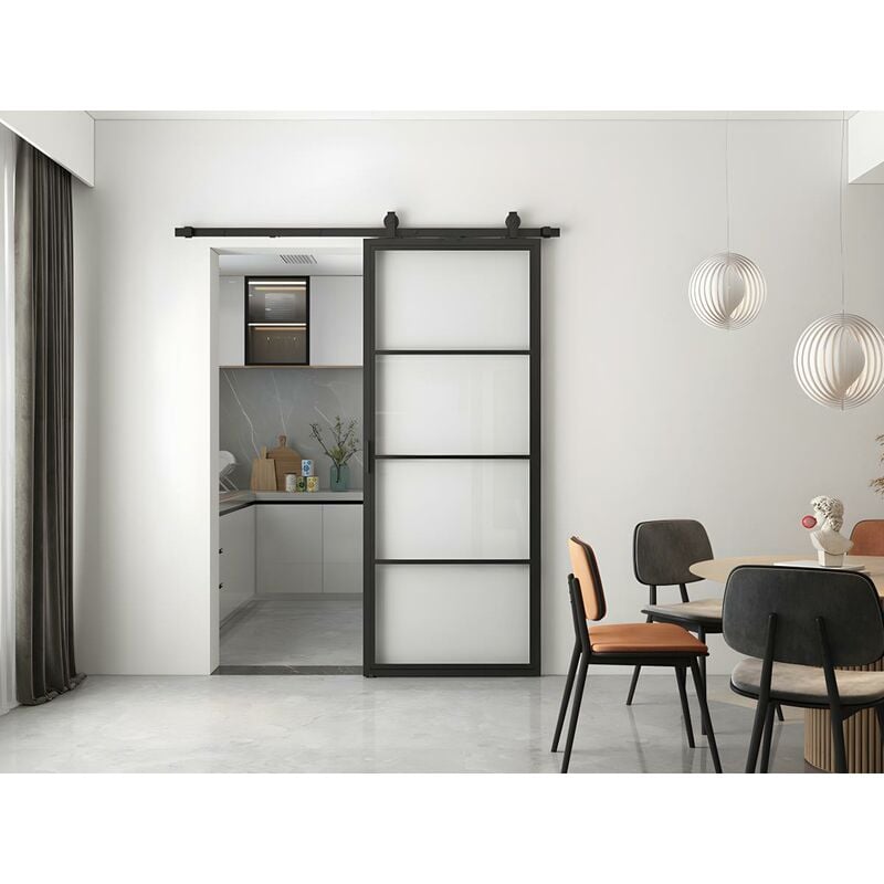 Porta scorrevole esterno muro PVC e MDF H205 cm x L73 cm - VARIN