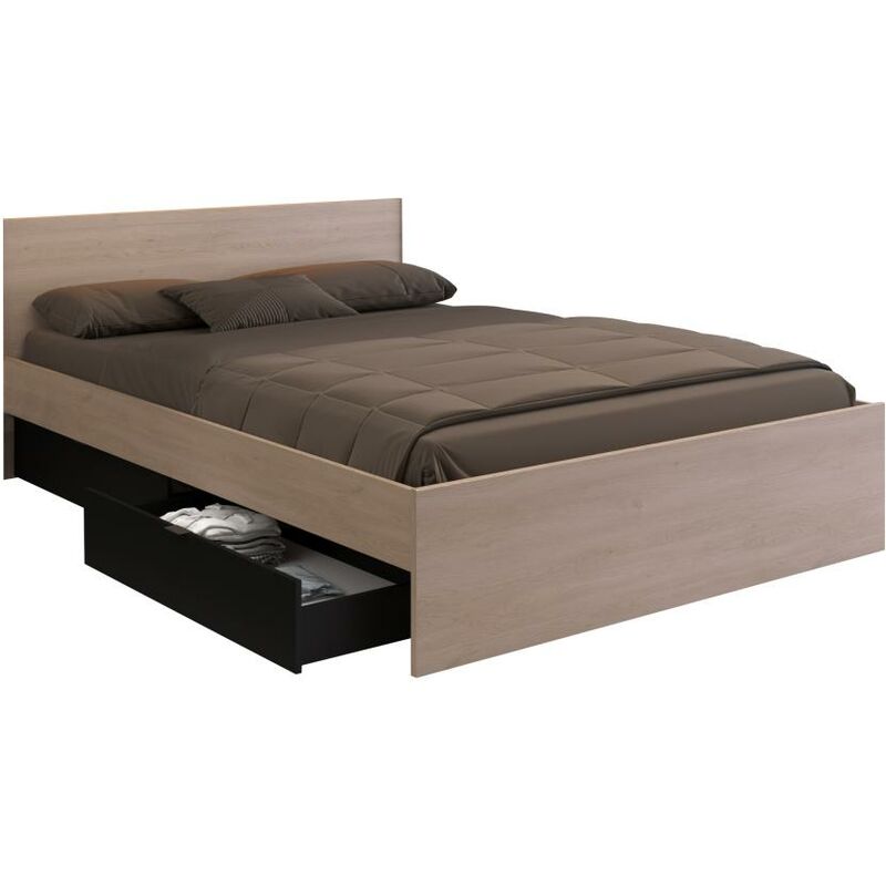 Letto Taiana impiallacciato rovere e gambe in acciaio verniciato nero 160 x  200 cm