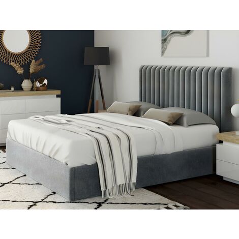 Letto con contenitore 140 x 190 cm con testata letto impunture