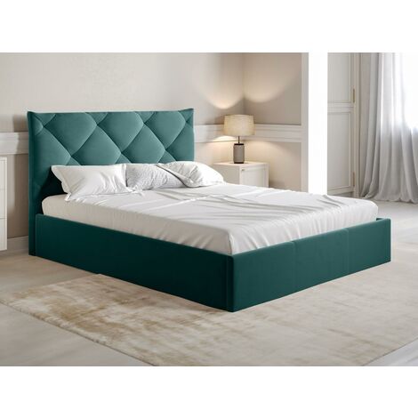 Letto con rete contenitore 140 x 190 cm Velluto Tortora RILIODA