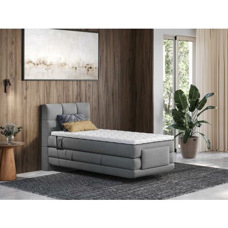 Set boxspring completo testata + base del letto con contenitore + materasso  + topper VERONE - grigio chiaro - 160 x 200 cm