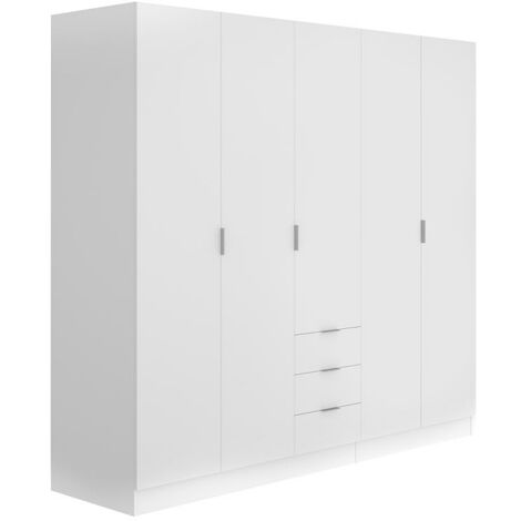 Armadio 5 ante e 3 cassetti L202 cm Bianco - LISTOWEL