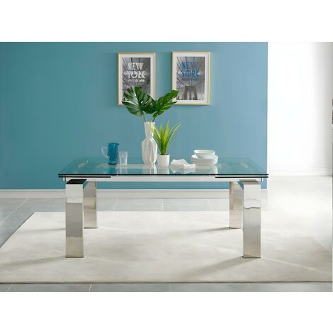 Stilprojectstore - Tavolo da pranzo Rettangolare in Vetro Allungabile  Bianco 160/200x90x75 - Altea