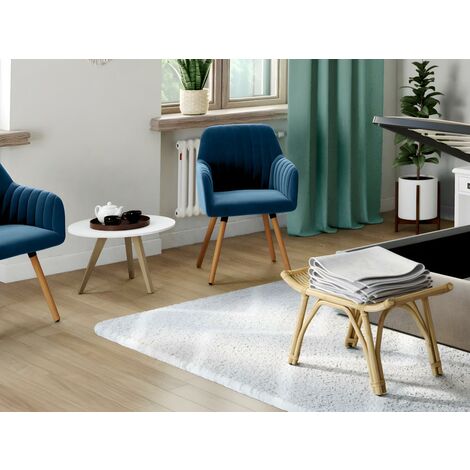 Lotto di 2 sedie con braccioli Velluto e Metallo effetto legno Blu - ELEANA