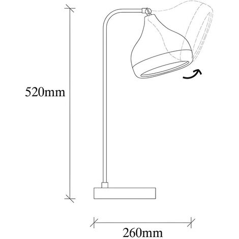 Lampada da scrivania orientabile D. 17 x H. 52 cm in Metallo Nero