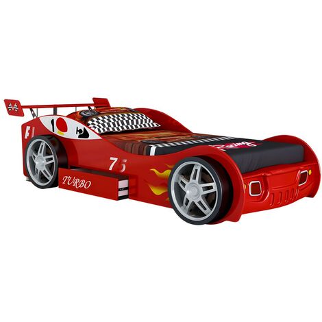 Letto auto con cassetto 90 x 200 cm Rosso - RUNNER