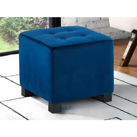 Lotto di 2 Pouf ERNEST in velluto - Blu notte