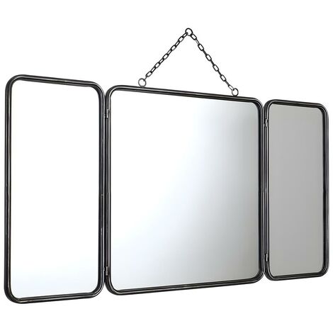Specchio da barbiere vintage L. 60 x H. 112 cm - Grigio metallizzato  Vintage - CERRONE