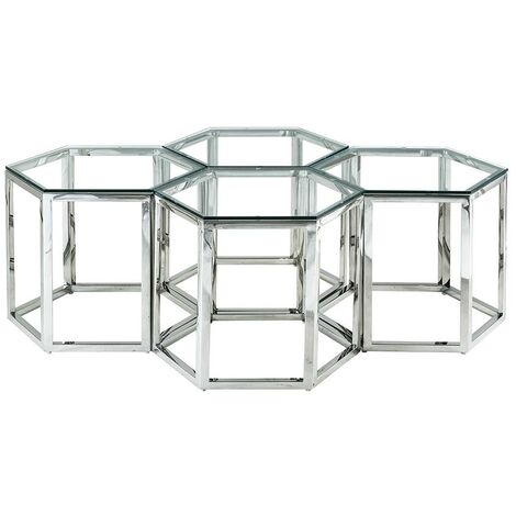 Tavolino di design vetro temperato e acciaio. Dorato. CHARLOTTE