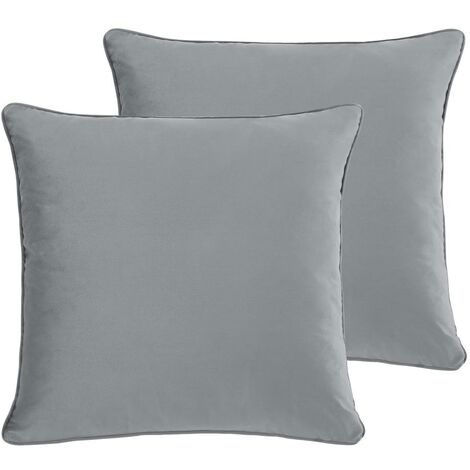 Cuscino in Velluto con profilo 60 x 60 cm Grigio - Lotto di 2 - AHTARI