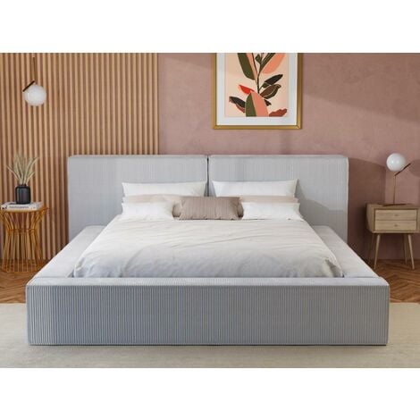 Letto con contenitore 140 x 190 cm Velluto Grigio - RILIODA di Pascal  Morabito