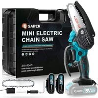 Saker Mini Chainsaw,4 Inch Portable Electric Chainsaw Cordless,Handheld Chain Saw Pruning Shears Chainsaw for Tree Branches , Courtyard, Household and Garden (SAKER Mini Chainsaw + 2 Batteries)