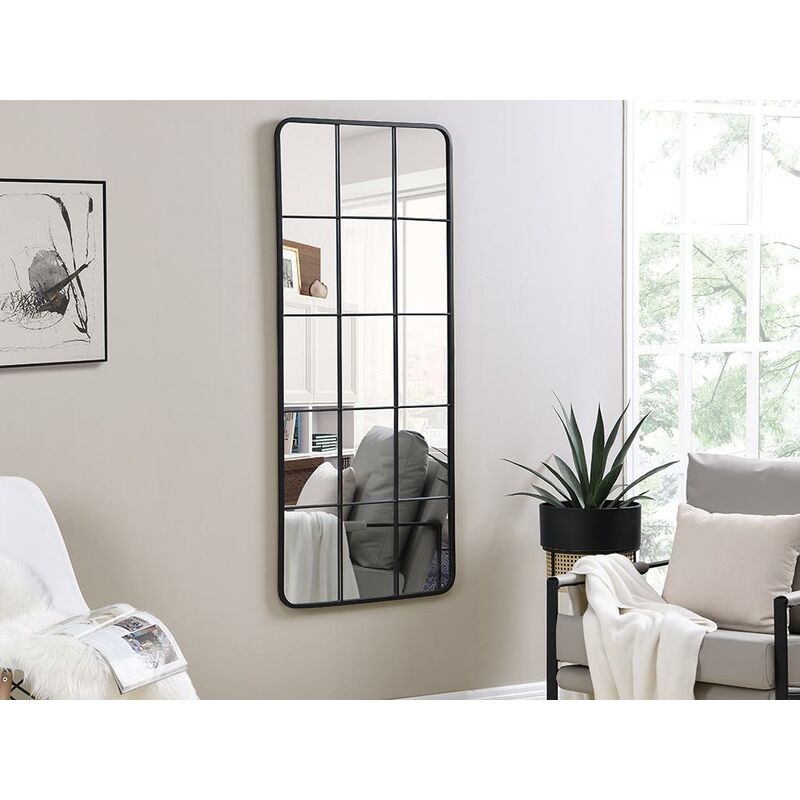Spiegel Fenster-Optik Schwarz 60 - 140 - cm x SCIARA - - Industrial-Stil - Metall
