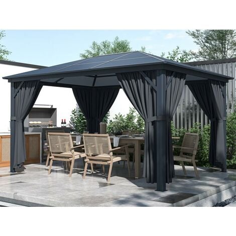 Alu Gartenpavillon 3x3 m Luxus Pavillon Hardtop festes Dach Partyzelt Gazebo