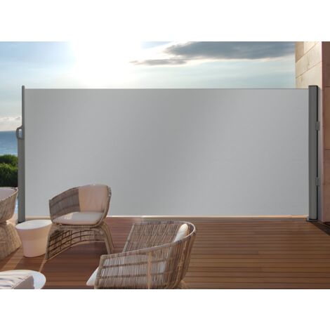Terrassen-Sichtschutz ausziehbar - Polyester - 300 x 180 cm - Hellgrau -  SUELA