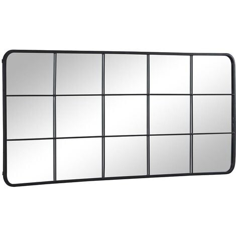 Spiegel Fenster-Optik - 60 x 140 cm - Industrial-Stil - Metall - Schwarz -  SCIARA