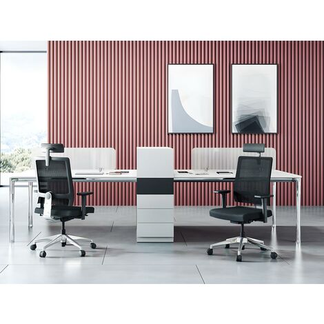 Bürostuhl ergonomisch mit Kopfstütze - Stoff - Schwarz - WALLSREET kaufen