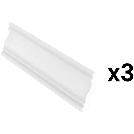 Deckenleisten 3er-Set - 290 x 6 cm - Polystyrol - Weiß - TOSCRIA