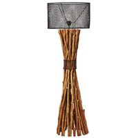 Kauf-unique - Stehlampe Holz & Metall BROCANTE - Braun
