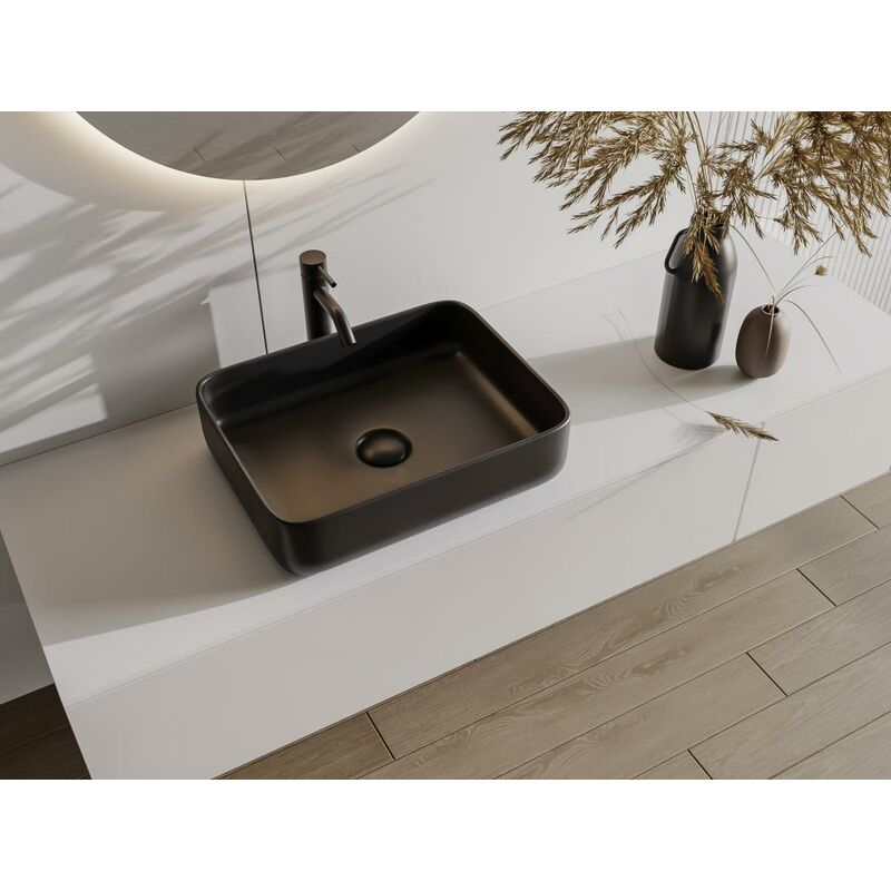 Lavabo sobre encimera en resina mineral Solid Stone PB2133 - 80 x