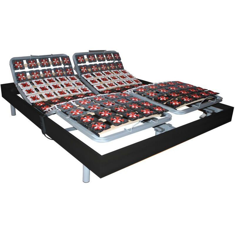 Somier articulado eléctrico 2x65 terminales con estructura de madera negra de DREAMEA - 2x80x200 cm - Motor OKIN - Venta-unica