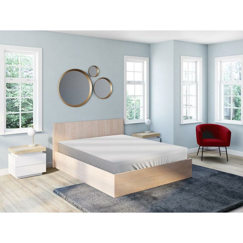 Canapé Abatible Storage Bed, What The Sleep, Tapa 3D, Montaje y Retirada  Usado Incluido, 2 esquinas Redondeadas, Alta Durabilidad, Glaciar 140x200