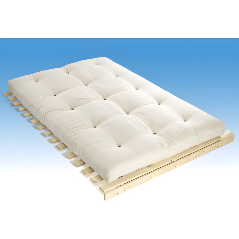 Futón SHIVA de DREAMEA - 100% Algodón - Blanco crudo - 140x190 cm - Venta-unica