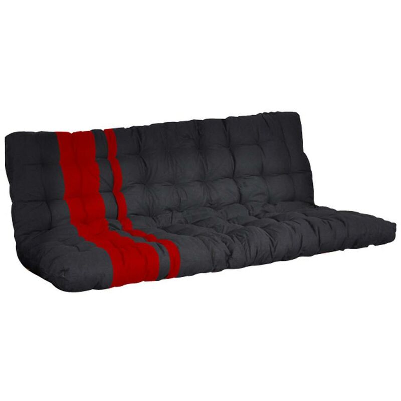 Futón MODULO - Colchón para sofá cama - 135x190 cm - Negro y rojo -  Venta-unica
