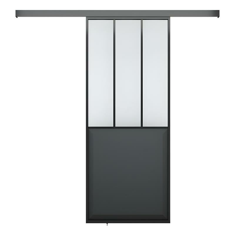 Puerta corredera WILDEN - Alt. 205 cm x Ancho 83 cm x Prof. 4 cm - Aluminio  y cristal