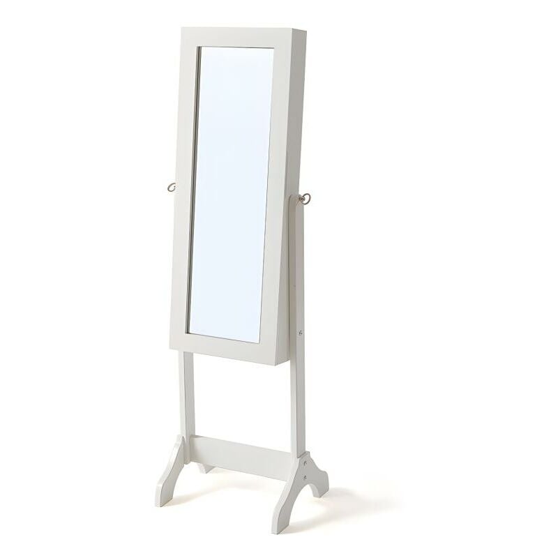 Armario joyero con espejo BERENICE - MDF y madera de pino - 120x39x30 cm -  Negro
