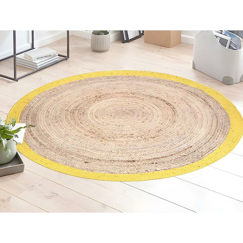 Alfombra fibra coco redonda 100cm marron — Zurione