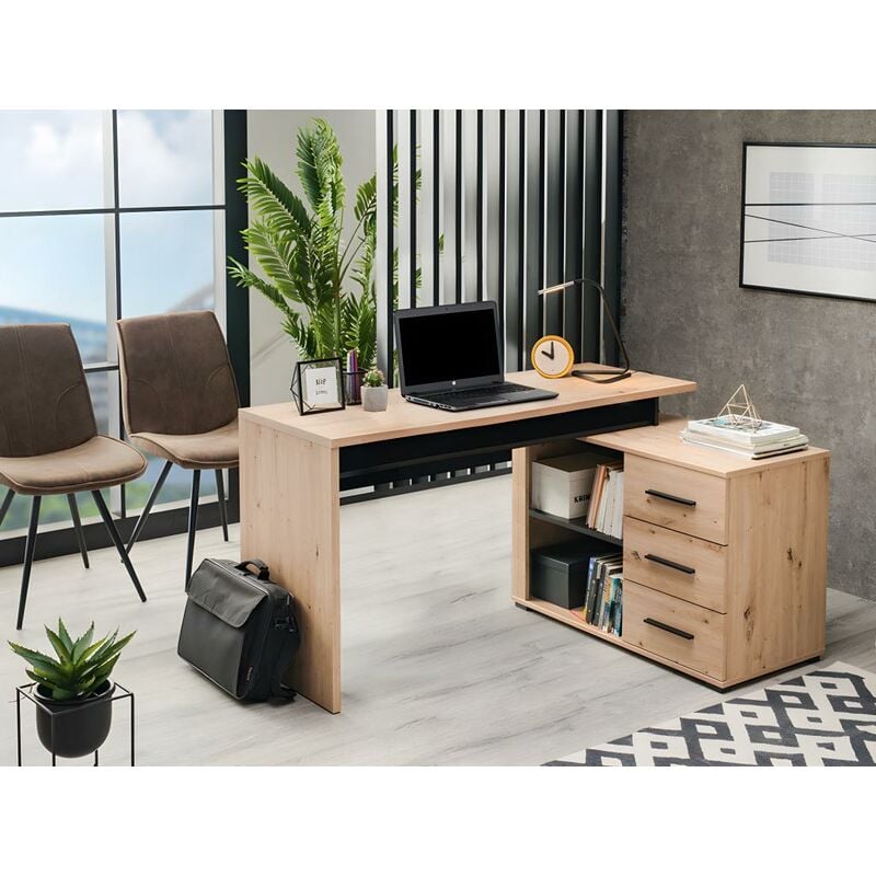 Mesa de ordenador PLANET en madera color nogal 