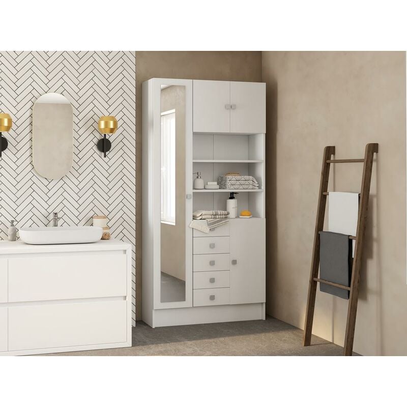 Mueble Muliran Con espejo blanco ventaunica de baño symbiosis combi tableros 90 x 29.6 182 cm temahome armario 181.6