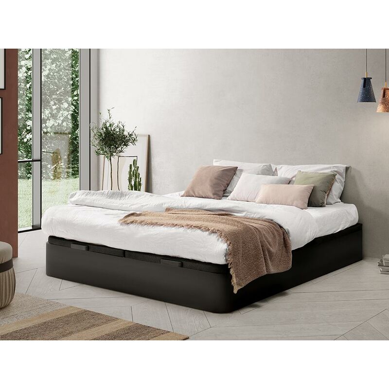 Cama con canapé abatible 160x200 cm en negro TREMPLIN