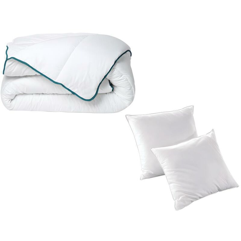 Pack Edredón caliente 240 x 260 cm + 2 almohadas de 60 x 60 cm recicladas de DREAMEA - ROSA - Venta-unica