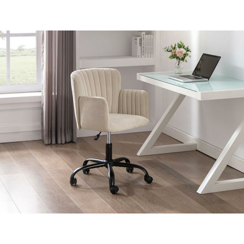 Silla de escritorio - Tela - Beige - Altura ajustable - TOARA - Venta-unica