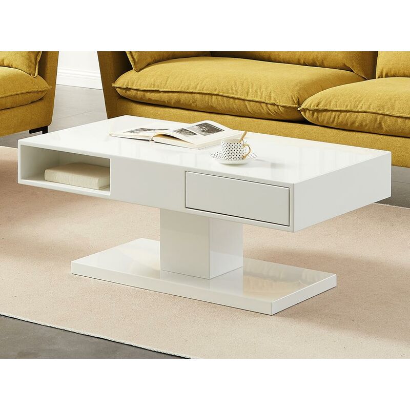 Mesa de centro de cristal para sala de estar, mesa de mármol sintético,  mesa central rectangular para sofá para comedor/té con marco de metal  negro