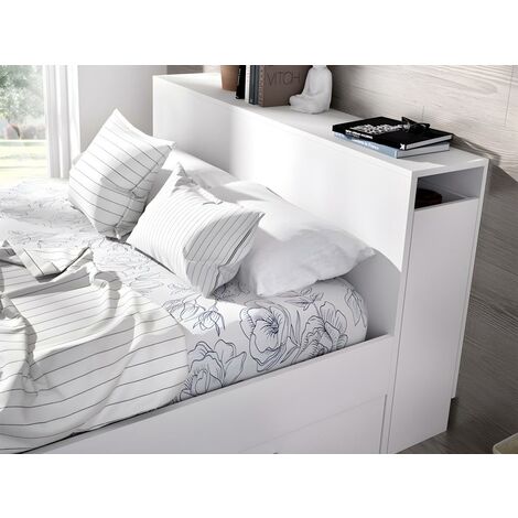 Cama con compartimentos 90 x 190 cm LEANDRE - Color: blanco