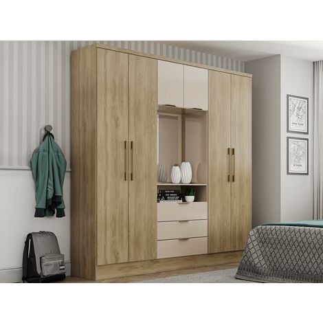 Armario alto de baño 3 compartimentos y 1 puerta madera color natural